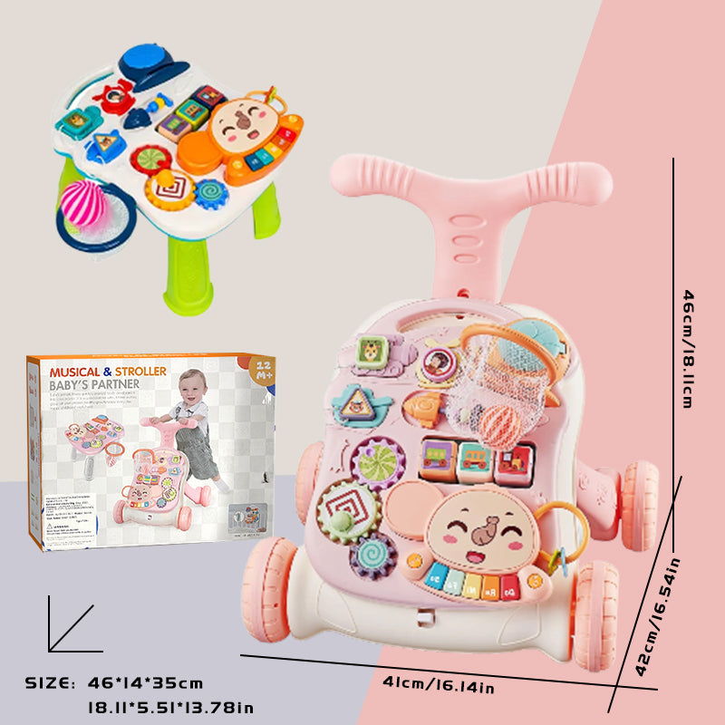 Baby Walker, Adjustable Speed for Toddlers, Sit & Stand, Removable Game Tray Music Learning Toy