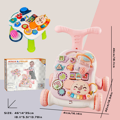 Baby Walker, Adjustable Speed for Toddlers, Sit & Stand, Removable Game Tray Music Learning Toy
