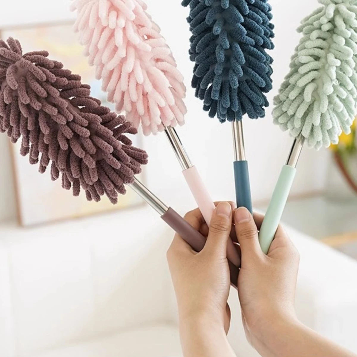 Telescopic Duster Extendable Handle Feather Dust Brush Cobweb Cleaner For Home And Car Use 1