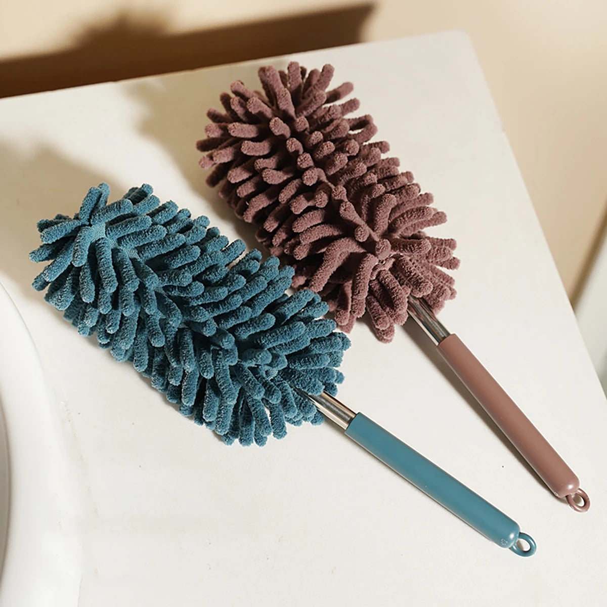 Telescopic Duster Extendable Handle Feather Dust Brush Cobweb Cleaner For Home And Car Use 2