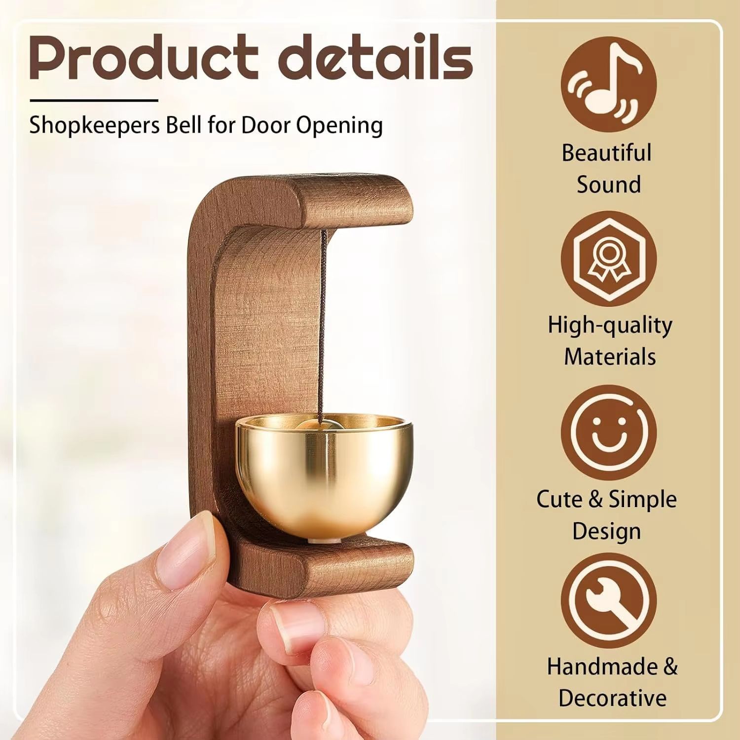 Magnetic Oak And Copper Indoor Doorbell Wind Chime 2