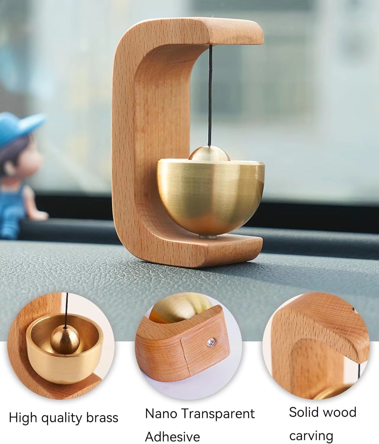 Magnetic Oak And Copper Indoor Doorbell Wind Chime 4