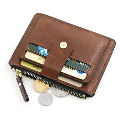 Mens Slim PU Leather Wallet with Coin Pocket