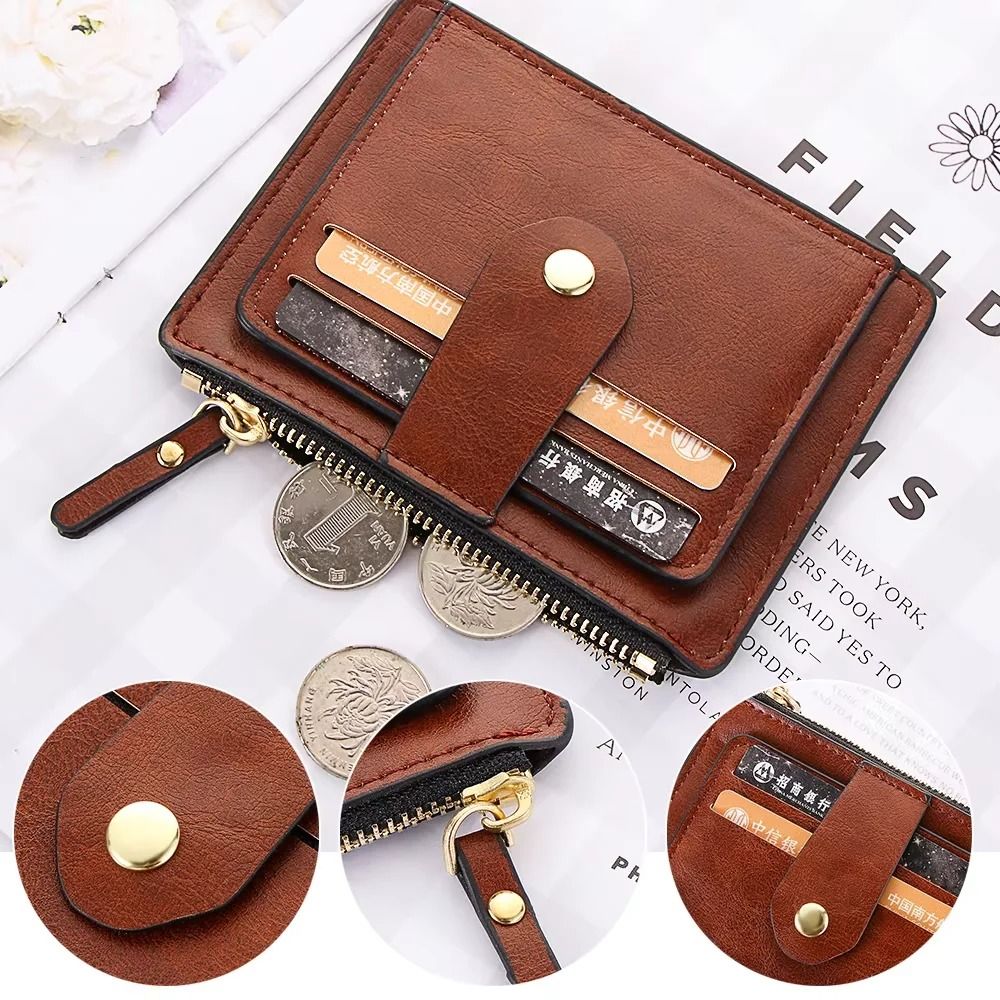 Mens Slim PU Leather Wallet With Coin Pocket 4