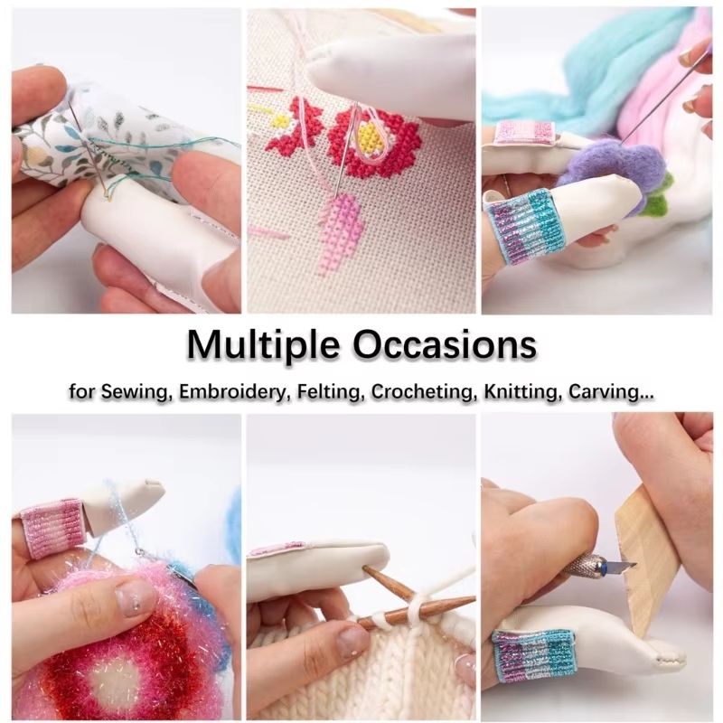 Leather Finger Protector Thimbles For Knitting Crochet And Embroidery 2Piece Set 1