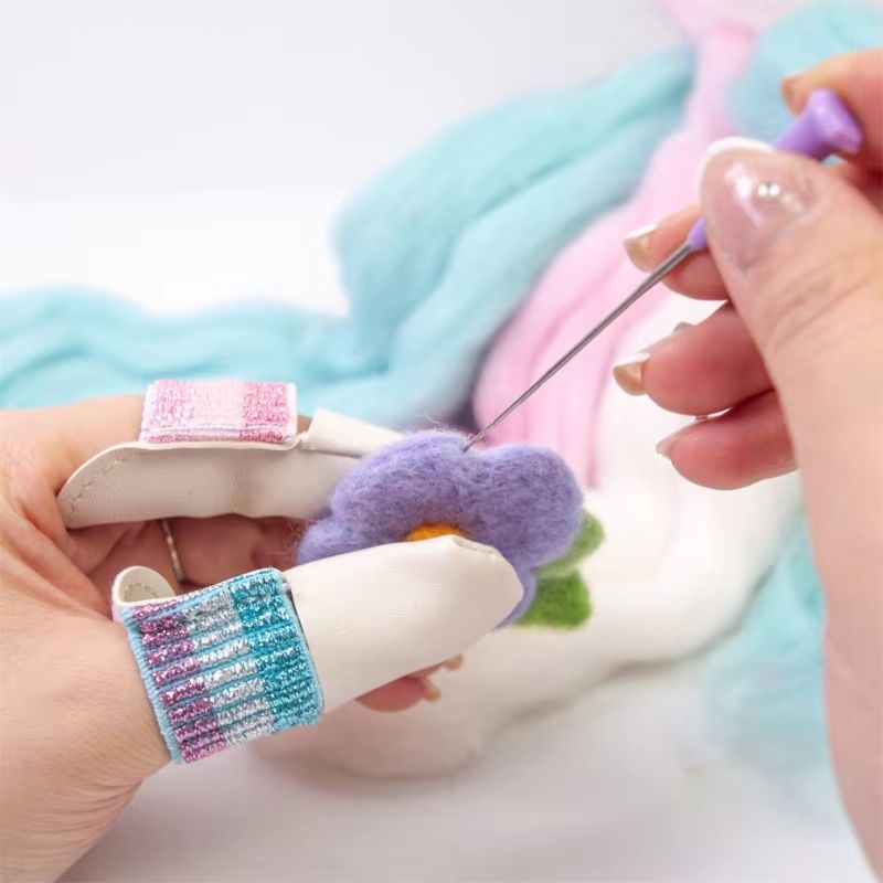 Leather Finger Protector Thimbles For Knitting Crochet And Embroidery 2Piece Set 3