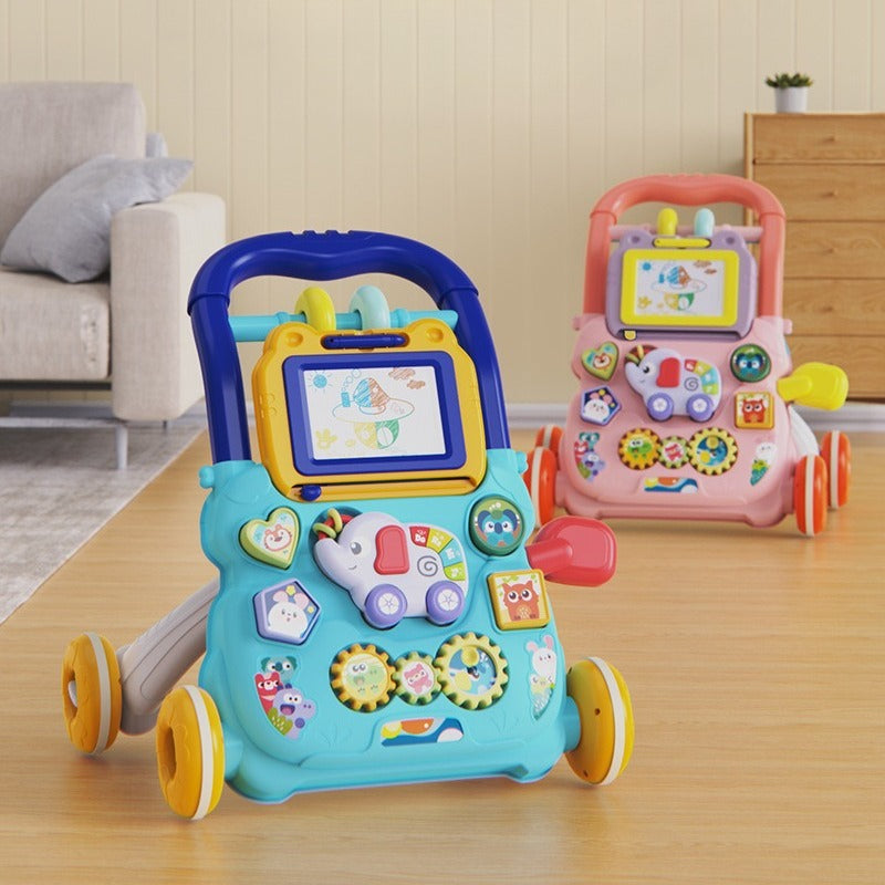 Baby Walker Adjustable Speed Anti Rollover Early Childhood Education Toy Push Stroller With Music A