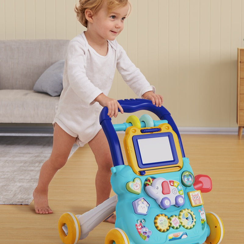 Baby Walker Adjustable Speed Anti Rollover Early Childhood Education Toy Push Stroller with Music and Lights Baby Walker Toy