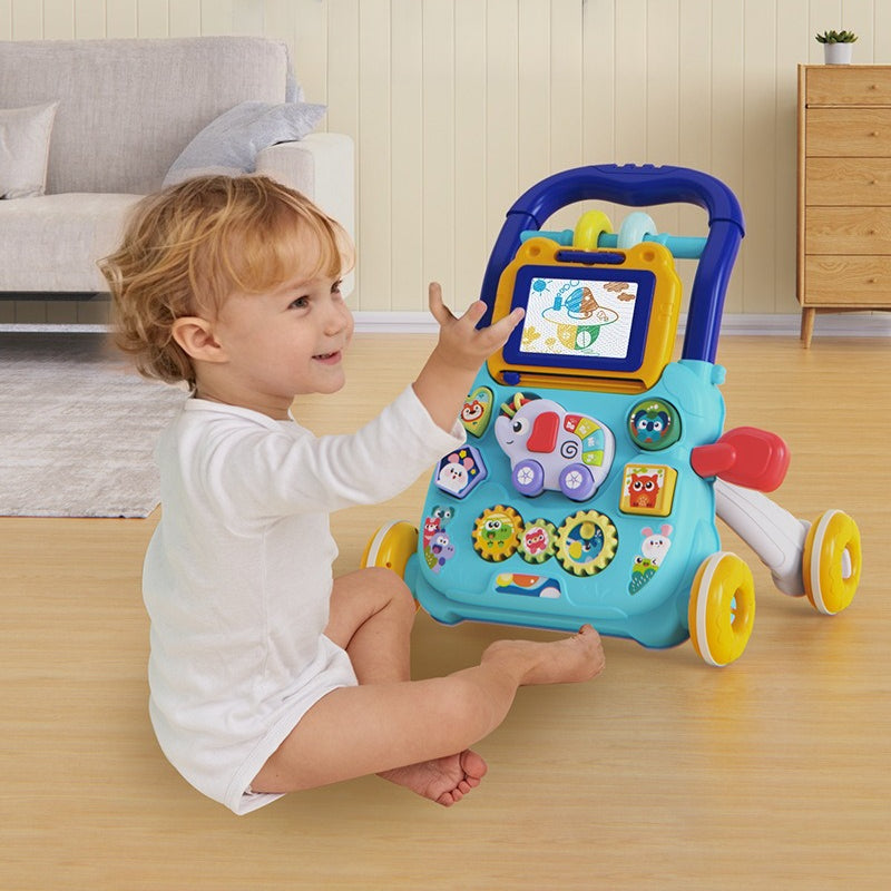 Baby Walker Adjustable Speed Anti Rollover Early Childhood Education Toy Push Stroller With Music A