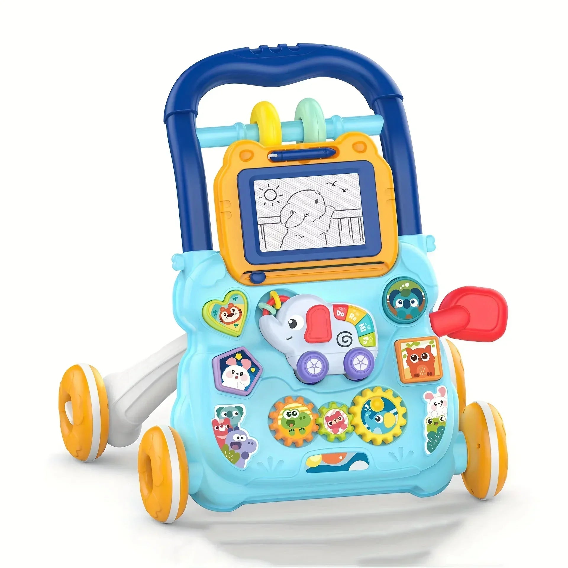 Baby Walker Adjustable Speed Anti Rollover Early Childhood Education Toy Push Stroller With Music A