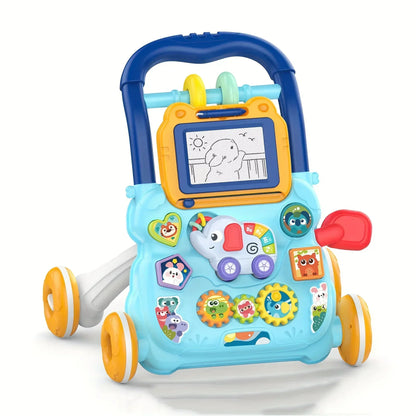 Baby Walker Adjustable Speed Anti Rollover Early Childhood Education Toy Push Stroller With Music A