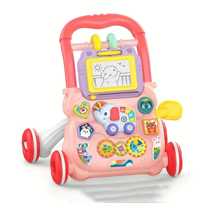 Baby Walker Adjustable Speed Anti Rollover Early Childhood Education Toy Push Stroller With Music A