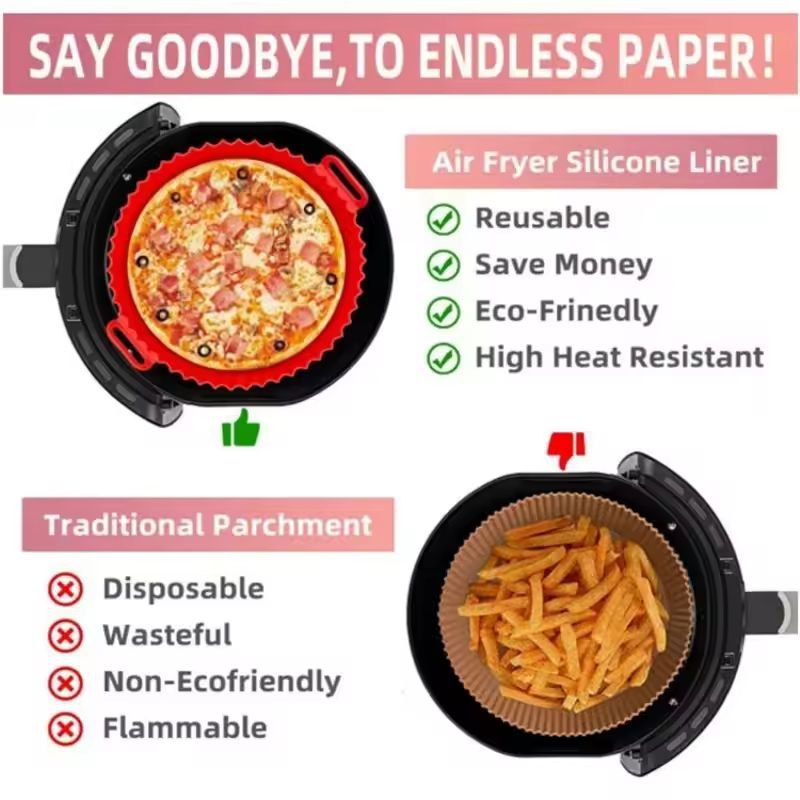 Premium Reusable Silicone Air Fryer  Oven Liner Set 2