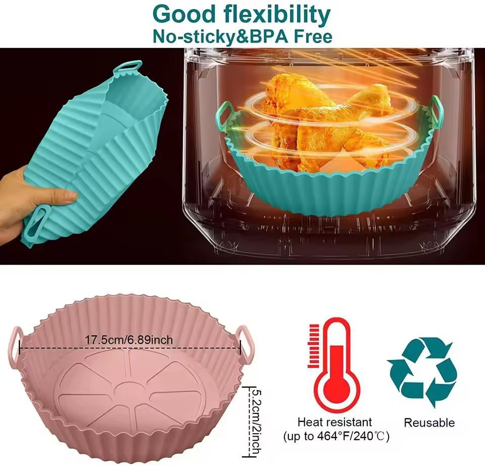 Premium Reusable Silicone Air Fryer  Oven Liner Set 3