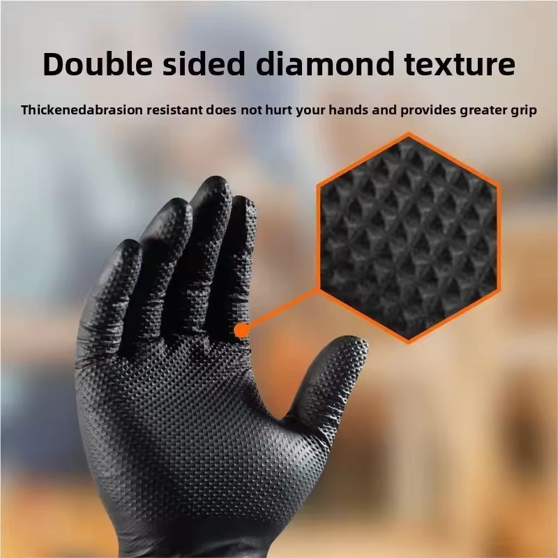 Heavy-Duty Nitrile Grip Work Gloves, Extra-Thick 8 Mil Safety Gloves