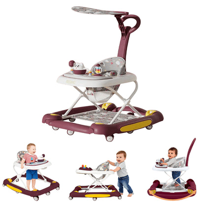 Multifunction AntiRoll Baby Walker Foldable With Universal Wheels Handcart Learning Start Walker 0