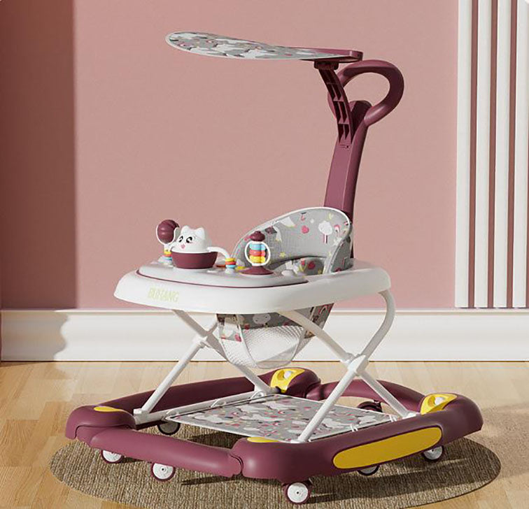 Multifunction Anti-Roll Baby Walker, Foldable with Universal Wheels, Handcart Learning Start Walker