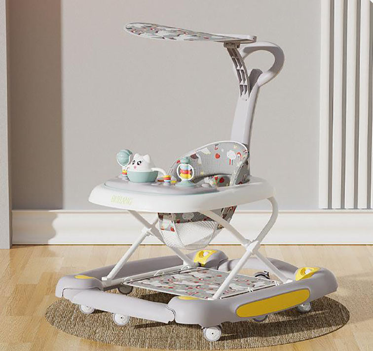 Multifunction AntiRoll Baby Walker Foldable With Universal Wheels Handcart Learning Start Walker 4