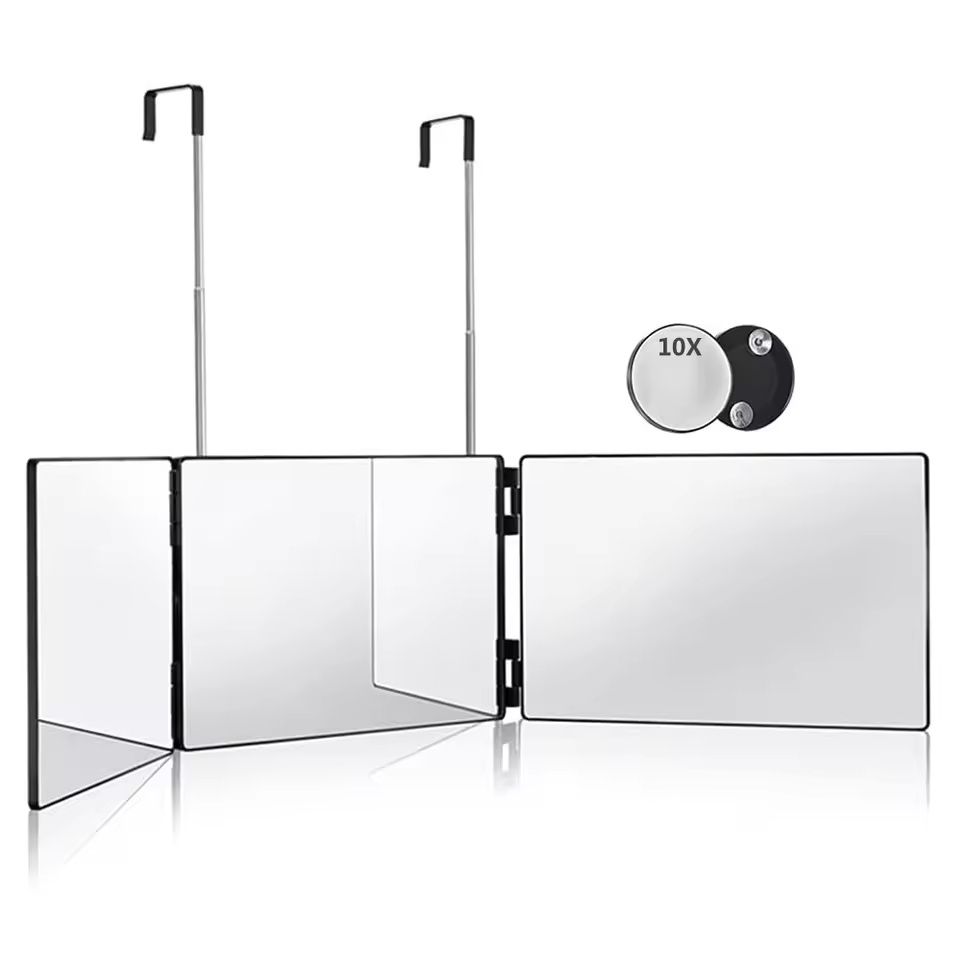 360 Travel Trifold Vanity Makeup  Hair Styling Mirror With Adjustable Telescoping Hook 4