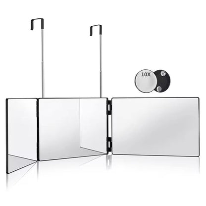 360 Travel Trifold Vanity Makeup  Hair Styling Mirror With Adjustable Telescoping Hook 4