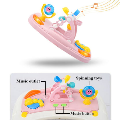 Push Handle Baby Push Walker with Music Light Spinning Toy, Safety Brake Floor Mats, Baby Walker Anti slip Dining Tray
