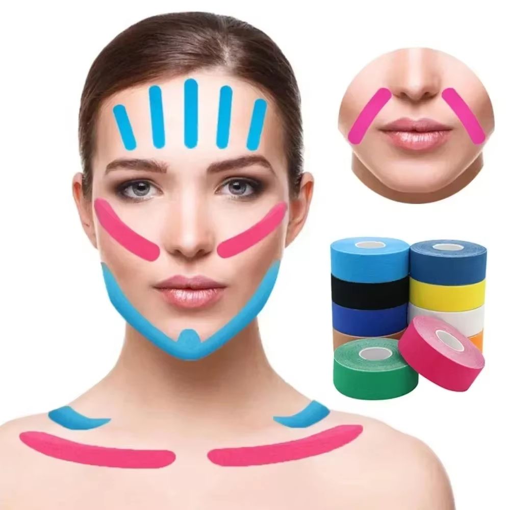 Kinesiology Face Lifting Tape Roll 1 in Wide 16.4 ft Long for V Line Neck Eye Wrinkle Care