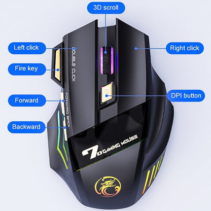 USB Wireless Gaming Mouse Silent Mouse Dual Mode Rechargeable Multiple Keys With Bluetooth And Colo 2