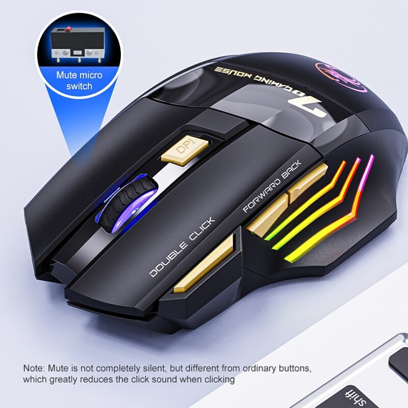 USB Wireless Gaming Mouse Silent Mouse Dual Mode Rechargeable Multiple Keys With Bluetooth And Colo 3