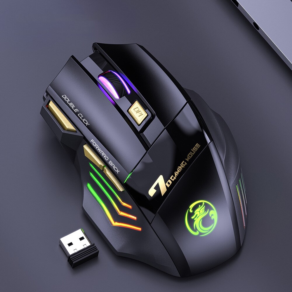 USB Wireless Gaming Mouse Silent Mouse Dual Mode Rechargeable Multiple Keys With Bluetooth And Colo 4