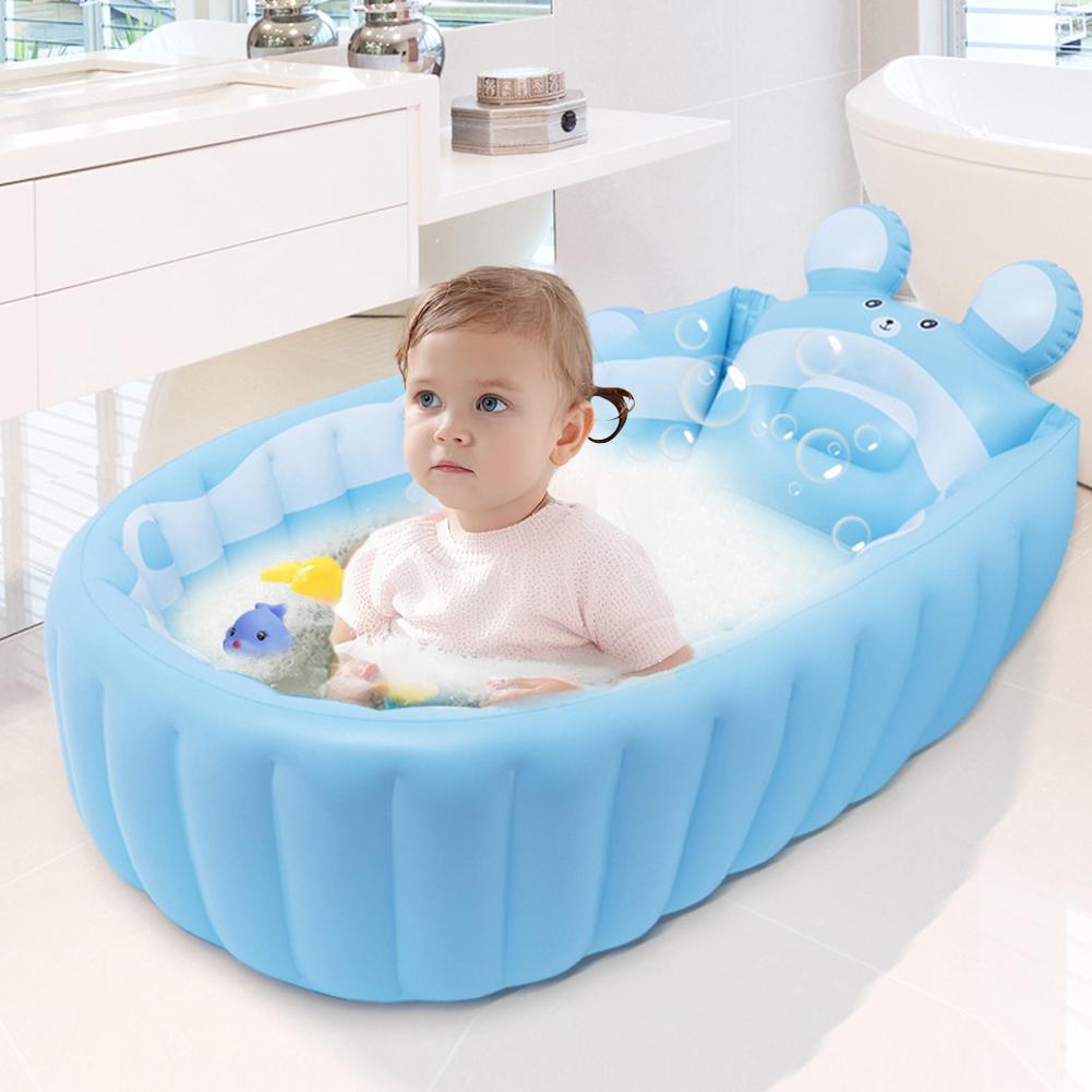 Portable Newborn Shower Products, Cute Children Inflatable Bathtub Manual Inflatable Baby Bath Cartoon Kids