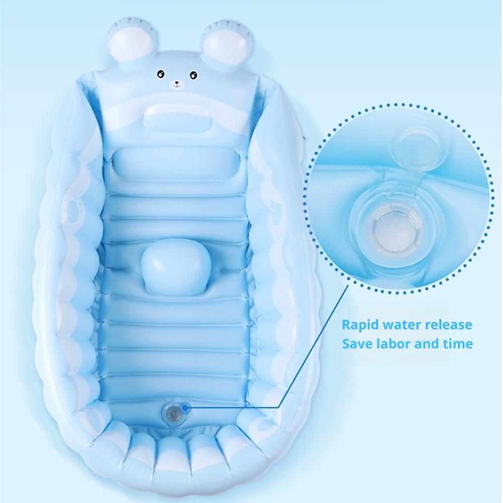 Portable Newborn Shower Products, Cute Children Inflatable Bathtub Manual Inflatable Baby Bath Cartoon Kids
