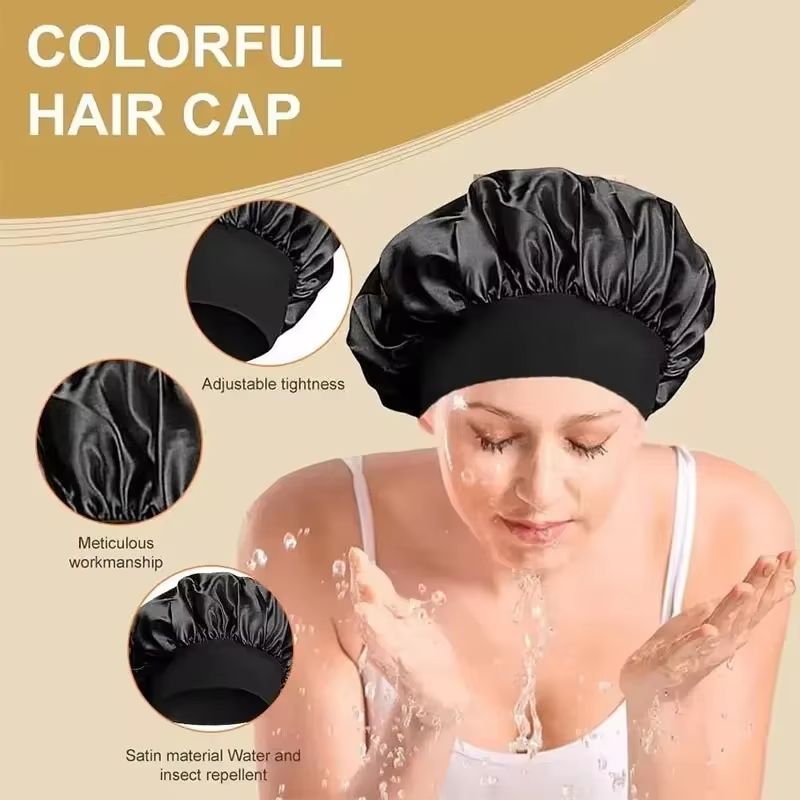 Soft Satin Lined Bonnet For Long Hair Sleep And Shower Cap 1