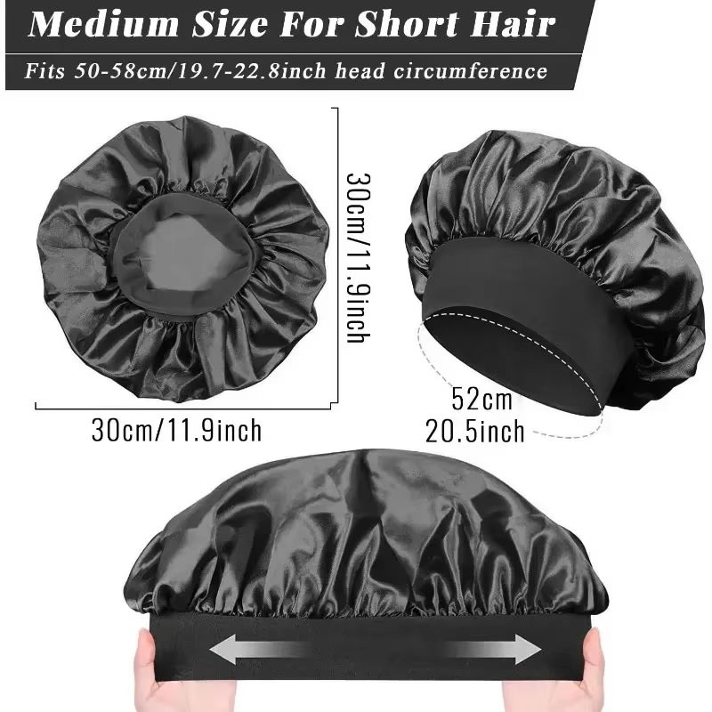 Soft Satin Lined Bonnet For Long Hair Sleep And Shower Cap 2