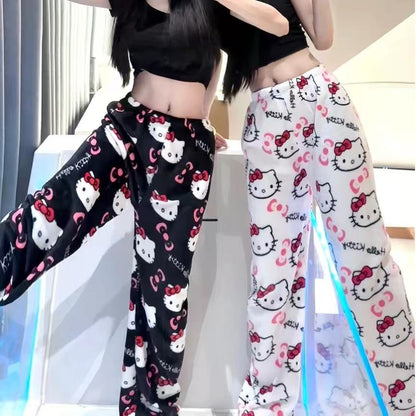 Sanrio Anime Womens Pajama Pants Hello Kitty Pajamas Pants Cartoon Fashion Home Sleepwear Trousers  1