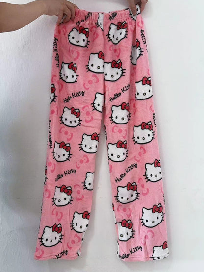 Sanrio Anime Womens Pajama Pants Hello Kitty Pajamas Pants Cartoon Fashion Home Sleepwear Trousers  6