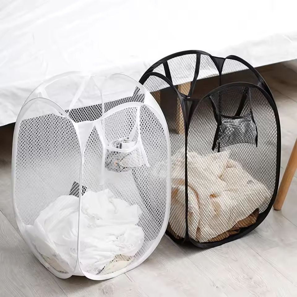 LargeCapacity Foldable Mesh Laundry Basket  Handy Laundry  Storage Hamper 1