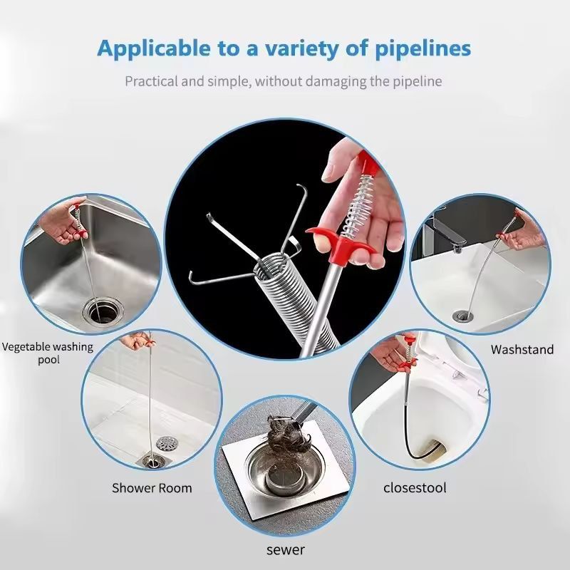 Flexible Drain Snake Tool – Easy-Flow Spring Hook Drain Cleaner