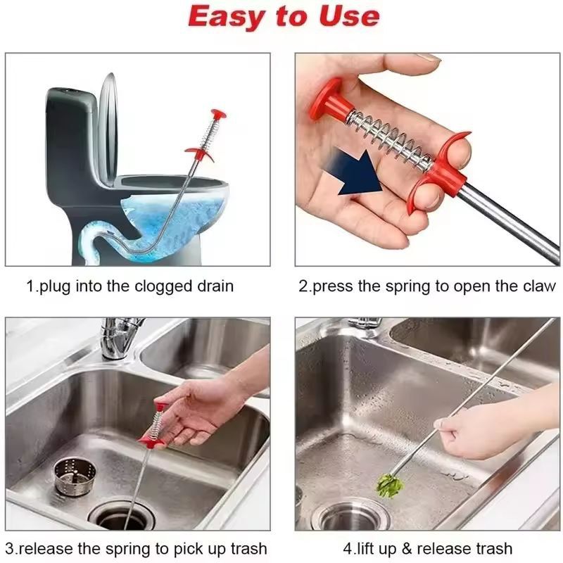 Flexible Drain Snake Tool  EasyFlow Spring Hook Drain Cleaner 2