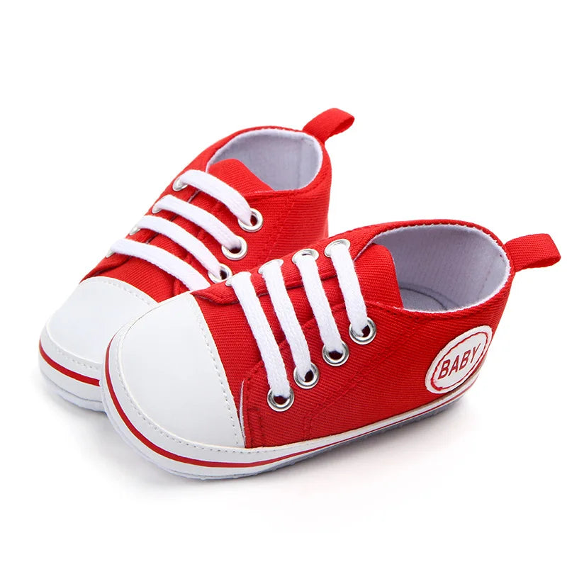 Cute Newborn Baby Canvas Shoes Soft Sole Crib Sneakers For Infant Toddler First Walkers 2