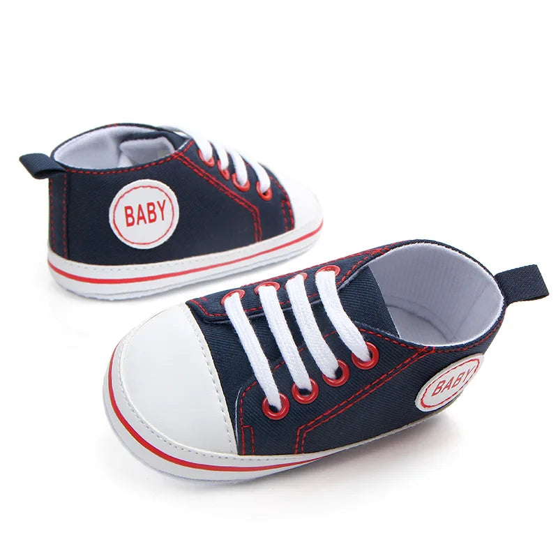 Cute Newborn Baby Canvas Shoes Soft Sole Crib Sneakers For Infant Toddler First Walkers 3