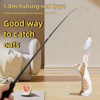 Premium Interactive Feather Wand Telescopic Cat Fishing Rod For Play  Exercise 1
