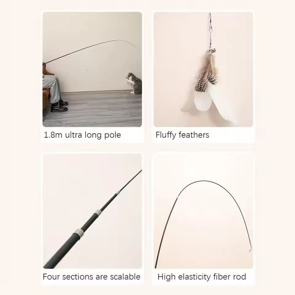 Premium Interactive Feather Wand Telescopic Cat Fishing Rod For Play  Exercise 2