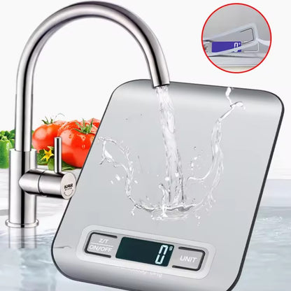 Digital Kitchen Scale 5kg Stainless Steel Panel, LED Display Electronic Scales for Home, Food, Jewellery, Weighing