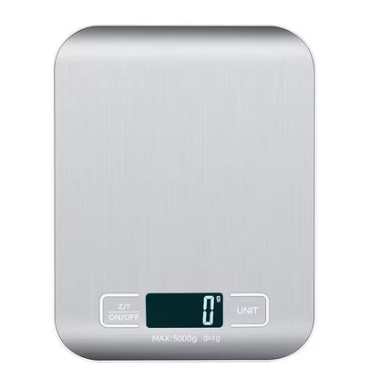 Digital Kitchen Scale 5kg Stainless Steel Panel, LED Display Electronic Scales for Home, Food, Jewellery, Weighing