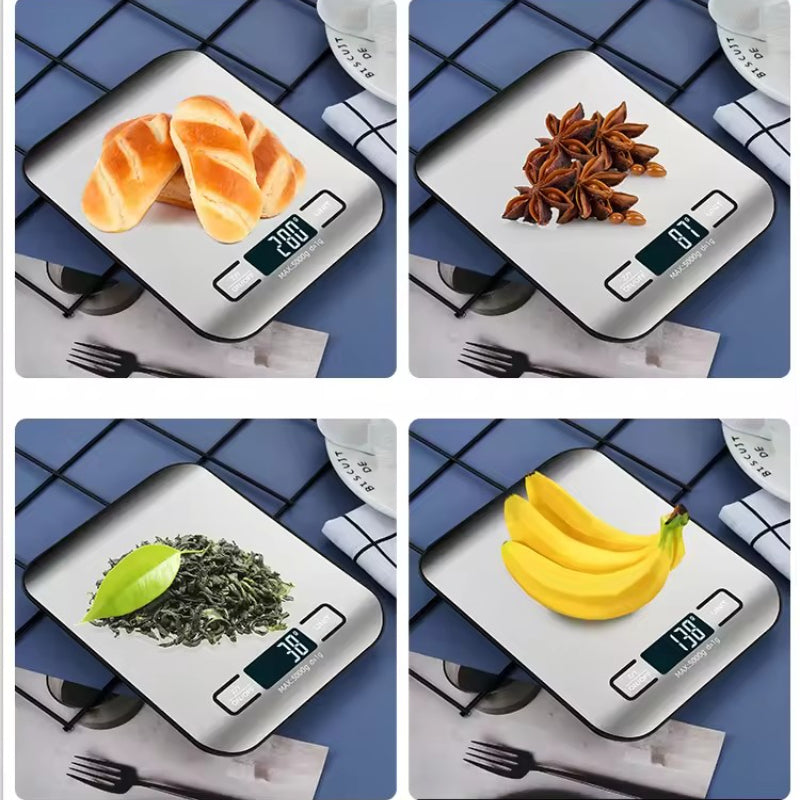 Digital Kitchen Scale 5kg Stainless Steel Panel, LED Display Electronic Scales for Home, Food, Jewellery, Weighing
