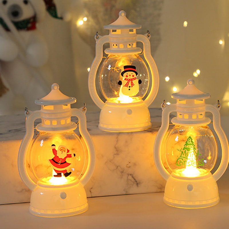 Battery Powered Portable LED Lanterns, Christmas Santa Claus Snowman Lights for Home Decor, Navidad Xmas Ornaments