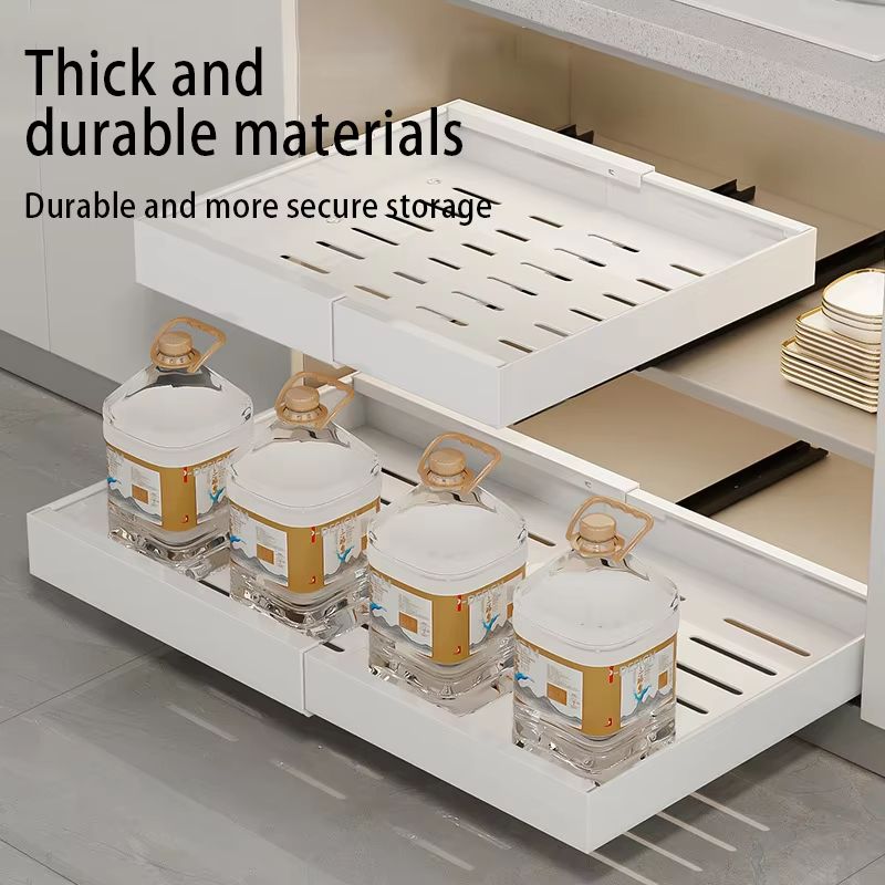 Expandable Pull Out Kitchen Cabinet Organizer with Adjustable Sliding Shelves