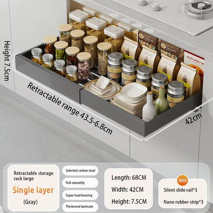 Expandable Pull Out Kitchen Cabinet Organizer With Adjustable Sliding Shelves 9
