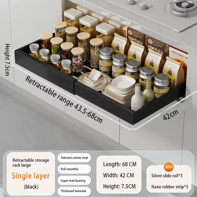 Expandable Pull Out Kitchen Cabinet Organizer With Adjustable Sliding Shelves 10
