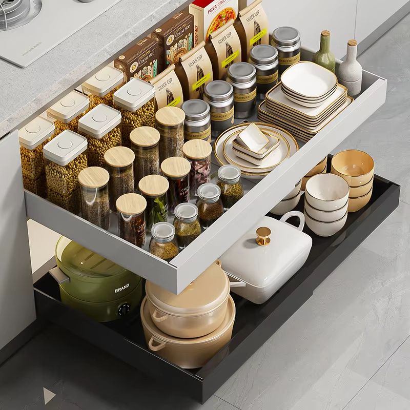 Expandable Pull Out Kitchen Cabinet Organizer With Adjustable Sliding Shelves 1
